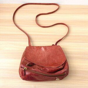 Brown Boho Leather Crossbody Medium Expandable Fold‎ Pebbled MADE NYC Arza $265